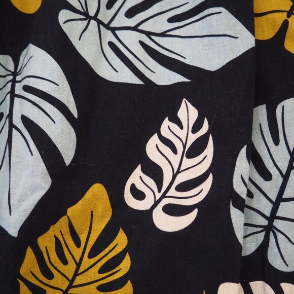 !! Hidden Forest Market Palm Leaf Print Navy Blue Skirt w/ Belt - Picture 3 of 5